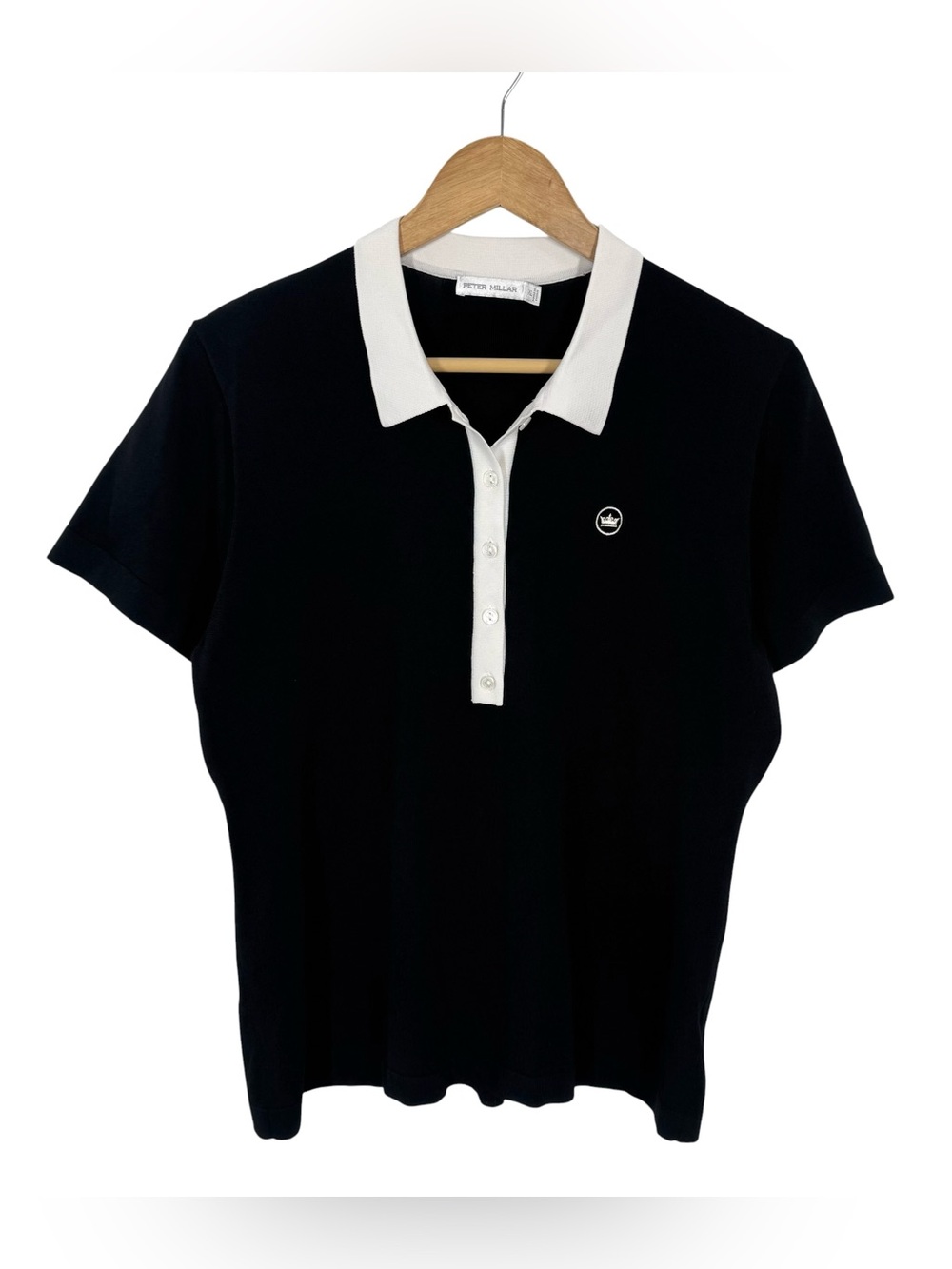 Peter Millar Women’s Stuart Sweater Short Sleeve Polo Shirt Black White Golf XL